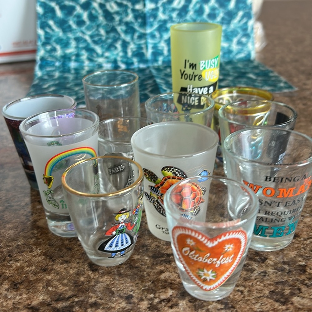Set of Colorful Souvenir Shot Glasses